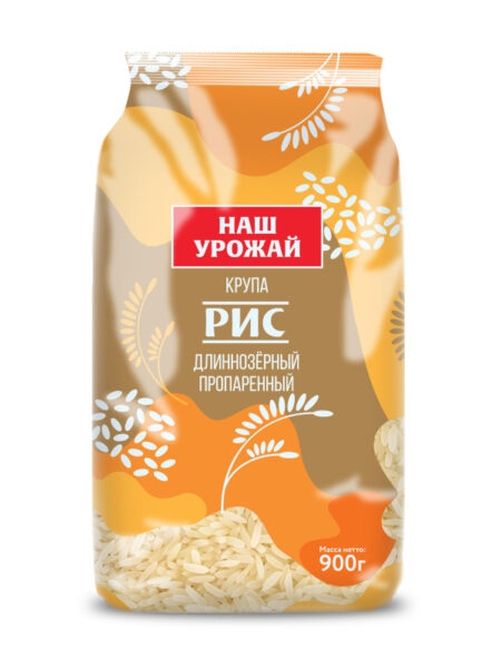 Крупа НАШ УРОЖАЙ Рис дл пропаренный 900г 1/9