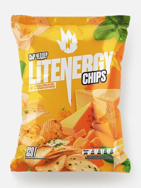 Чипсы картофельные LIT ENERGY сыр Чеддер рифл. 120г 1/10