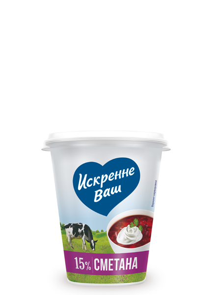 Сметана ИСКРЕННЕ ВАШ 15% п/ст 300г 1/6