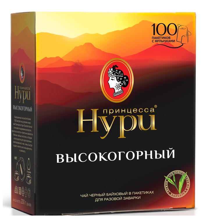Чай НУРИ Высокогорный с ярлычком 100пак 1/18 Чай НУРИ Высокогорный с ярлычком 100пак 1/18