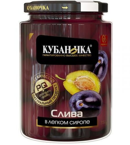 Фрукты КУБАНОЧКА Слива в сиропе ст/б 520г 1/12