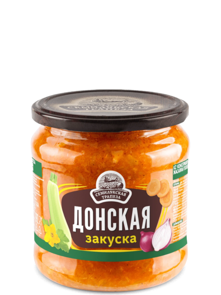 Закуска овощная СЕМИЛУКСКАЯ ТРАПЕЗА Донская (кабач,морк,лук,томат) ст/б 460г 1/8