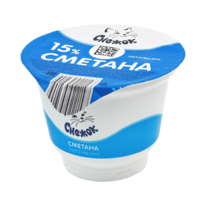 Сметана СНЕЖОК 15% 180г п/ст 1/12