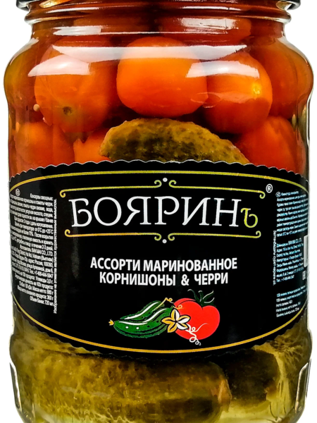 Ассорти БОЯРИН корнишоны,черри ст/б 720мл 1/12