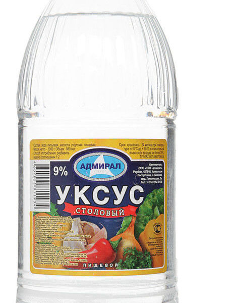 Уксус столовый АДМИРАЛ 9% пл/б 1кг/0,989л 1/12