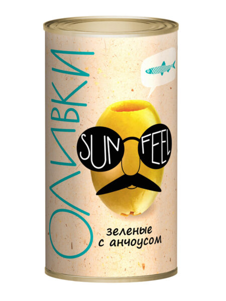 Оливки SUNFEEL с анчоусом ж/б 300мл 1/12