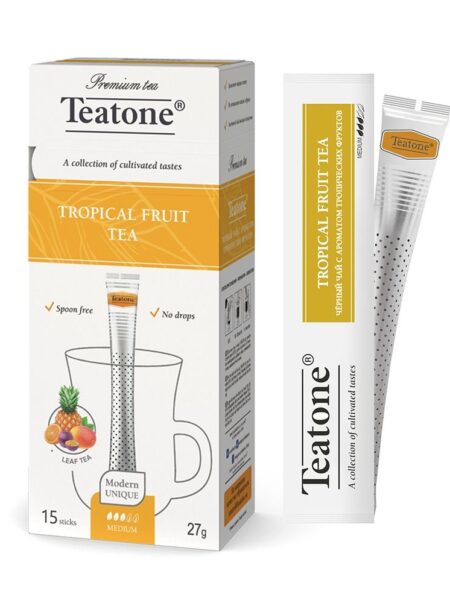 Чай TEATONE Чёрный аромат Тропических фруктов Стик гофрокороб 12*(15шт*1,8г)