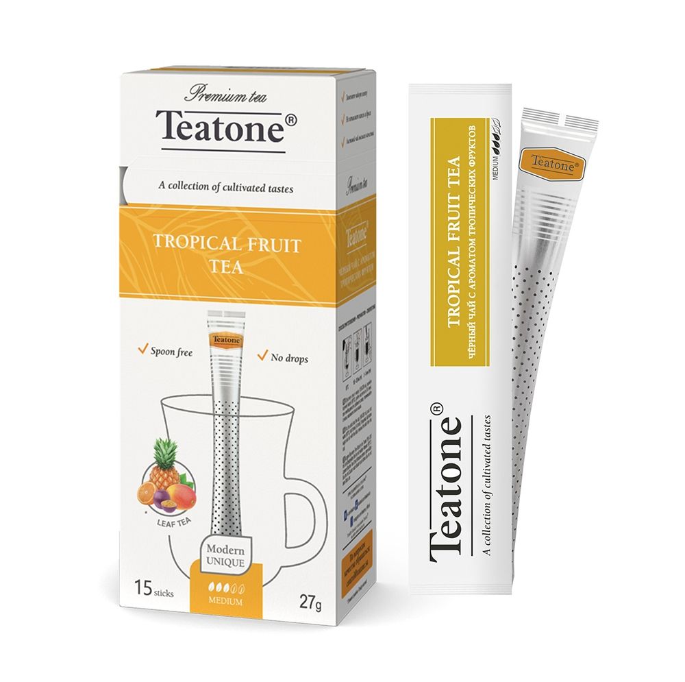 Чай TEATONE Чёрный аромат Тропических фруктов Стик гофрокороб 12*(15шт*1,8г) Чай TEATONE Чёрный аромат Тропических фруктов Стик гофрокороб 12*(15шт*1,8г)
