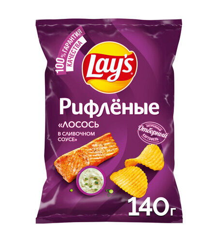 Чипсы картофельные LAY`S Лосось в слив.соусе рифл 140г 1/19