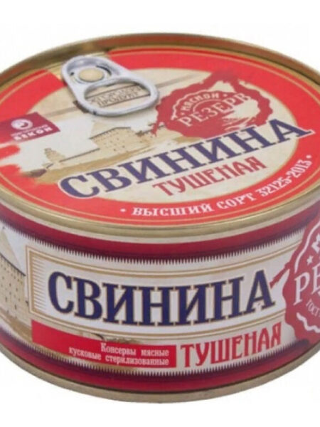 Свинина туш ВНМД Мясной резерв ГОСТ в/с ж/б ключ 325г 1/30