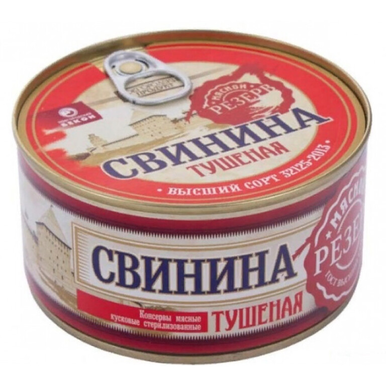 Свинина туш ВНМД Мясной резерв ГОСТ в/с ж/б ключ 325г 1/30 Свинина туш ВНМД Мясной резерв ГОСТ в/с ж/б ключ 325г 1/30