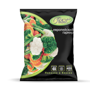 Смесь Европейский гарнир POLVIT зам п/п 0,4кг 1/20 (цв. капуста,морковь,брокколи, фасоль стручк.)