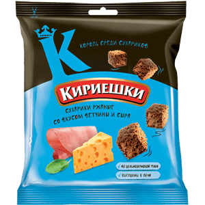 Сухарики КИРИЕШКИ Ветчина и сыр 40г 1/60