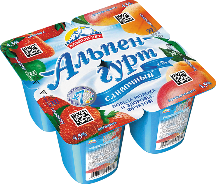 ЙогуртПродукт Сливочн АЛЬПЕНГУРТ Клубника/абрикос-манго 4,5% 100г 1/24 ЙогуртПродукт Сливочн АЛЬПЕНГУРТ Клубника/абрикос-манго 4,5% 100г 1/24