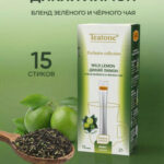 Чай TEATONE Зеленый с доб черного Дикий лимон Стик гофрокороб 12*(15шт*1,8г)