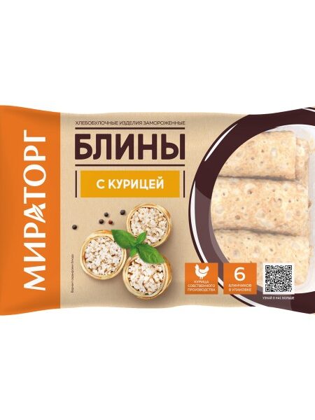 Блины МИРАТОРГ с курицей зам лоток 360г 1/10